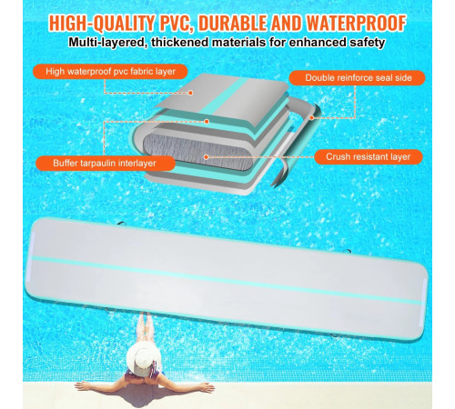 Надувний килимок VEVOR 498 x 101 x 10 см, біло-м'ятний