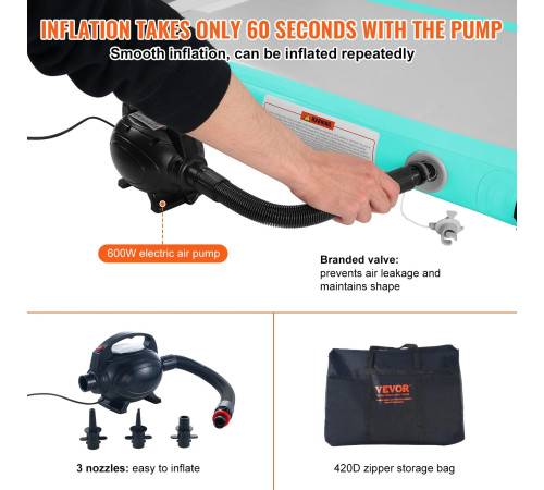 Надувний килимок VEVOR 498 x 101 x 10 см, біло-м'ятний