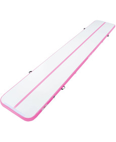 Мат гімнастичний надувний VEVOR 598 x 101 x 10 см, біло-рожевий