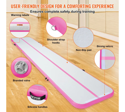 Надувний килимок VEVOR 598 x 101 x 10 см, біло-рожевий