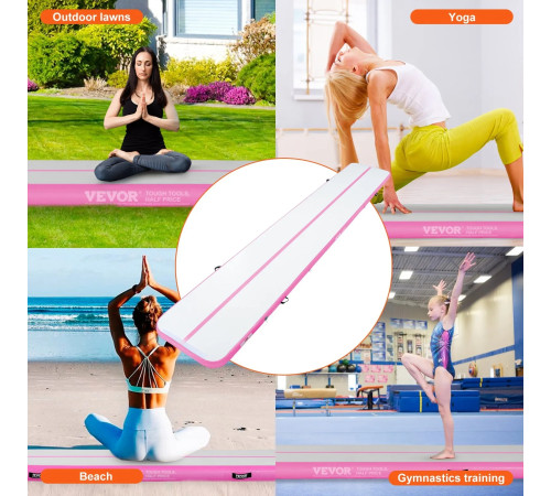 Надувний килимок VEVOR 598 x 101 x 10 см, біло-рожевий