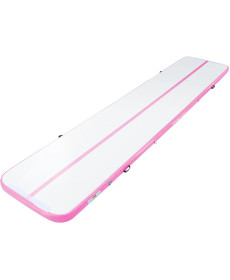 Мат гімнастичний надувний VEVOR 498 x 101 x 10 см, біло-рожевий