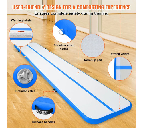 Килимок надувний VEVOR 598 x 101 x 10 см, сіро-синій