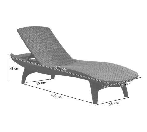 Шезлонг Keter Pacific, 197 х 75 х 40 см - капучино