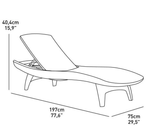 Коплект шезлонгів зі столиком Keter Pacific, 197 х 75 х 40,4 см - графіт