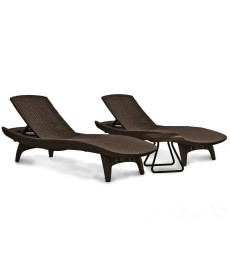Коплект шезлонгів зі столиком Keter Pacific, 197 х 75 х 40,4 см - коричневий