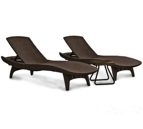 Коплект шезлонгів зі столиком Keter Pacific, 197 х 75 х 40,4 см - коричневий