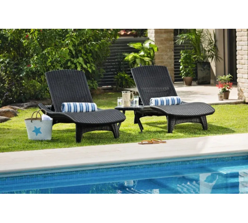 Коплект шезлонгів зі столиком Keter Pacific, 197 х 75 х 40,4 см - коричневий