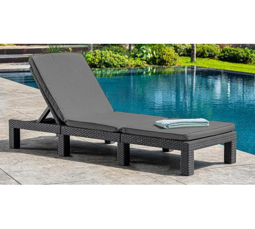 Шезлонг Keter Daytona Deluxe з матрацом, 195 х 65 х 25,5 см - графіт