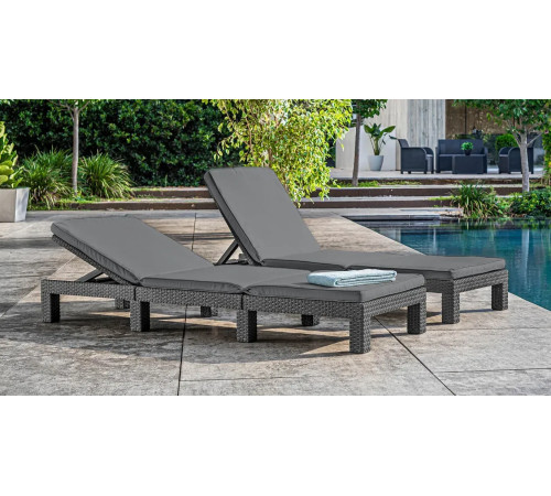 Шезлонг Keter Daytona Deluxe з матрацом, 195 х 65 х 25,5 см - графіт