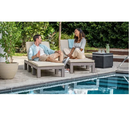 Шезлонг Keter Daytona Deluxe з матрацом, 195 х 65 х 25,5 см - капучино