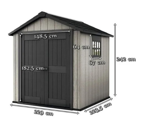 Будиночок садовий Keter OAKLAND 757 229 х 223 х 242 см, сірий