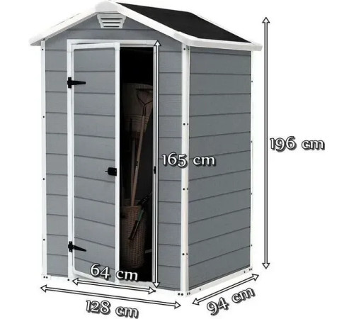 Будиночок садовий Keter MANOR 94 х 128 х 196 см, сірий