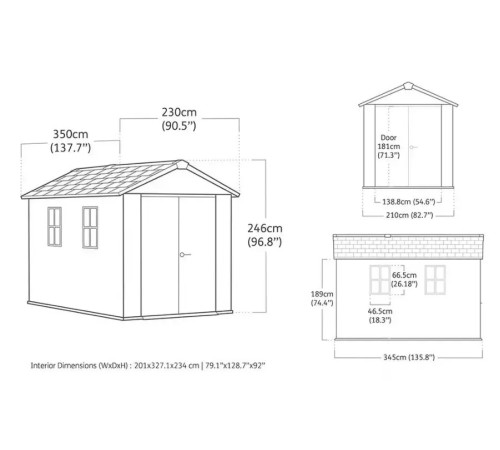 Будиночок садовий Keter Newton Plus 230 х 350 х 246 см, коричневий