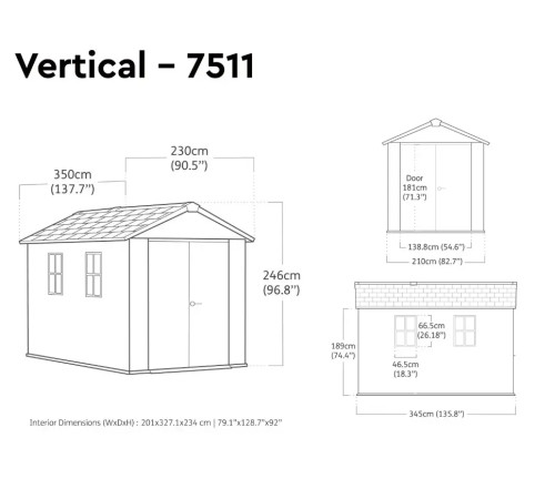 Будиночок садовий Keter Newton Plus 230 х 350 х 246 см, сірий