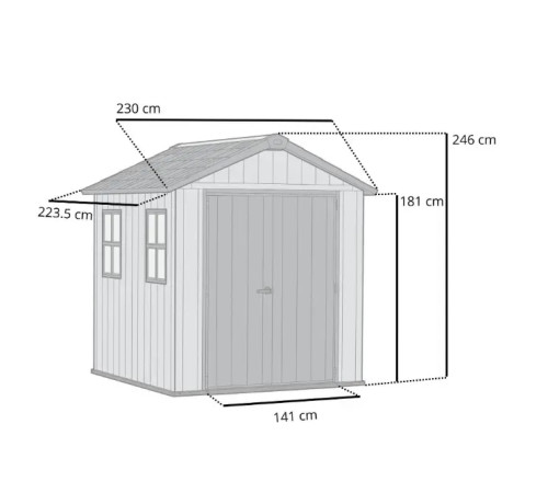 Будиночок садовий Keter Newton Plus 230 х 224 х 246 см, сірий