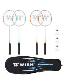 Ракетки для бадмінтону WISH STEELTEC 416, блакитно-оранжеві
