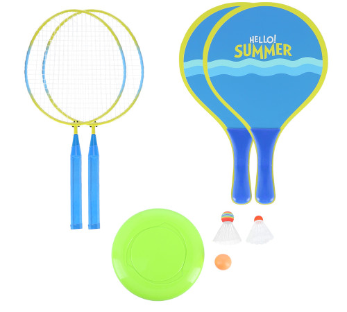 Набір для бадбінтону та тенісу з фрисбі NILS NRZ053, блакитно-зелений