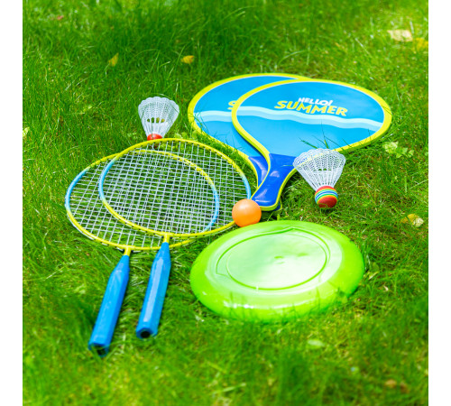 Набір для бадбінтону та тенісу з фрисбі NILS NRZ053, блакитно-зелений