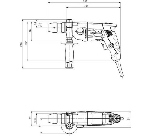 Перфоратор мережевий Metabo 600Вт