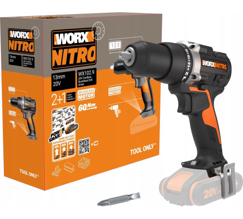 Акумуляторний дриль-шуруповерт WORX WX102.9 20V 60Nm 13mm