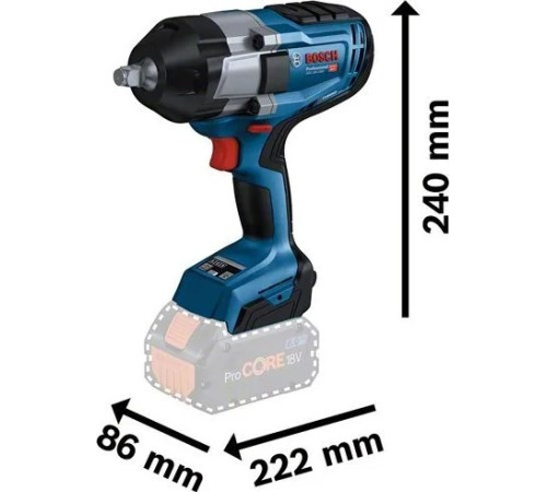 Ударний гайковерт, акумуляторний Bosch GDS 18V-1000 18 V 1/2" (2 x акумулятора)