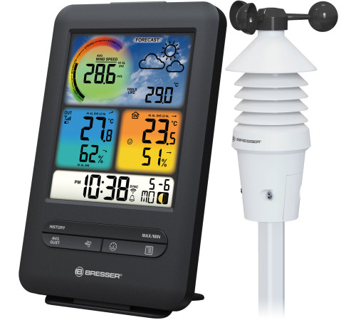 Метеостанція Bresser WIFI Colour 4-in-1 UV_Light Sensor -чорний