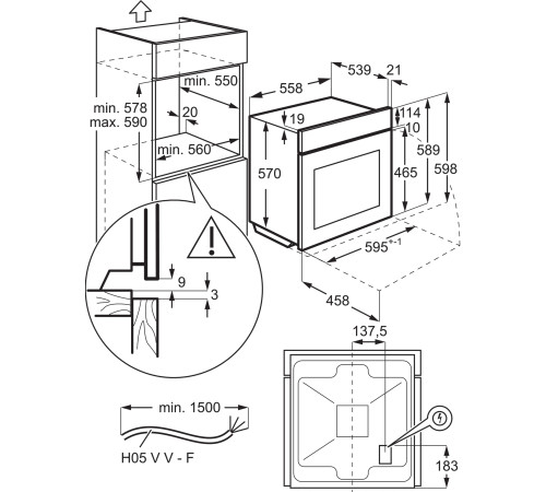 Духова шафа електрична ELECTROLUX LOF4P06BK