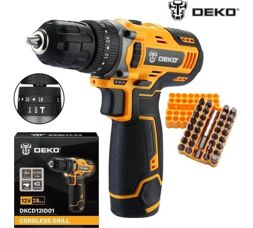 Акумуляторний дриль-шуруповерт Deko DKCD12ID01 12 В 1 х 1,5 Аг