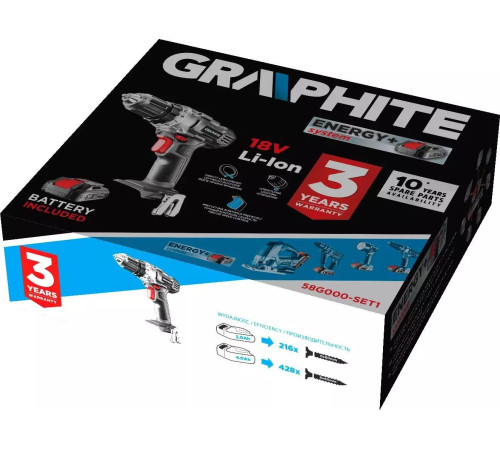 Акумуляторний дриль-шуруповерт Graphite 58G000-SET1 18 В 1 x 2 Ач