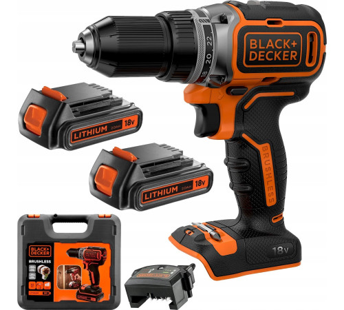 Акумуляторний дриль/шуруповерт Black+Decker 18V BL186KB 52Nm 2x2.0Ah BL