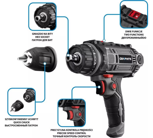 Дриль-шуруповерт мережевий Graphite 58G793