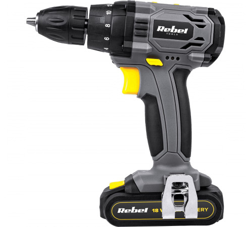 Акумуляторний дриль-шуруповерт Rebel Tools RB-1000 18 В 1 х 1,3 Аг Акумуляторний дриль-шуруповерт Rebel Tools RB-1000 18 В 1 х 1,3 Аг