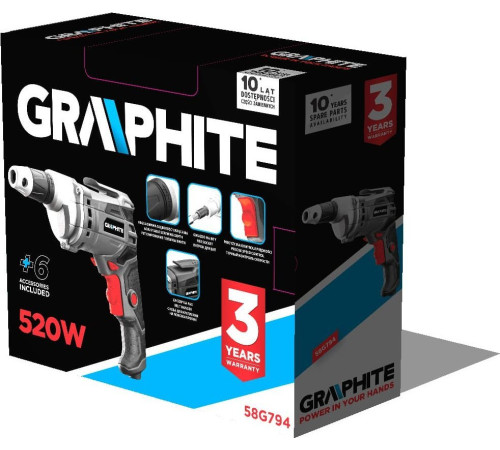 Дриль-шуруповерт мережева Graphite 520 Вт