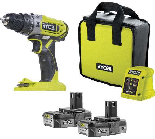 Акумуляторний дриль-шуруповерт Ryobi R18PD2-220S 18 В 2 х 2 Ач Акумуляторний дриль-шуруповерт Ryobi R18PD2-220S 18 В 2 х 2 Ач