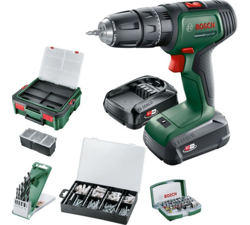 Акумуляторний дриль/шуруповерт Bosch Universal Impact 18 В 2 x 1,5 Ач Акумуляторний дриль/шуруповерт Bosch Universal Impact 18 В 2 x 1,5 Ач