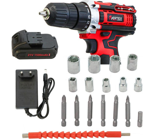 Дриль шуруповерт Vertex VERTEX Screwdriver 21V / 2x1.5Ah КЕЙС Дриль шуруповерт Vertex VERTEX Screwdriver 21V / 2x1.5Ah КЕЙС