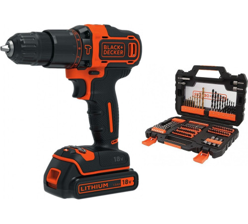 Акумуляторний дриль-шуруповерт Black&Decker 18 В 1 х 1,5 Акумуляторний дриль-шуруповерт Black&Decker 18 В 1 х 1,5