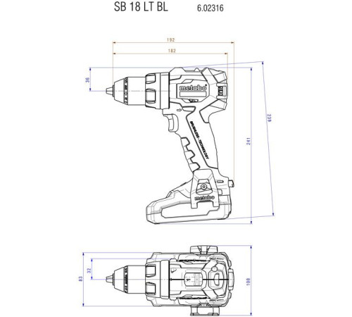 Акумуляторний дриль-шуруповерт Metabo SB 18 LT BL 18 В 2 х 4 Ач