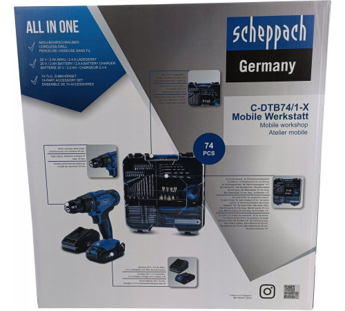 Акумуляторний дриль-шуруповерт Scheppach C-DTB74/1-X 20 В IXES Акумуляторний дриль-шуруповерт Scheppach C-DTB74/1-X 20 В IXES