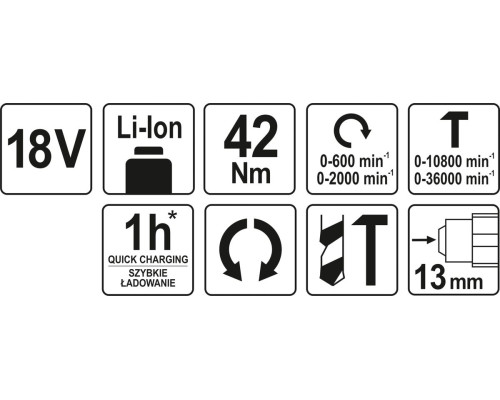 Акумуляторний дриль-шуруповерт Yato YT-82797 18 В (без акумулятора)