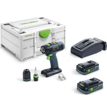 Акумуляторний дриль-шуруповерт Festool T 18+3 HPC 4.0 I-Plus / 18 В 2 x 4 Ач 