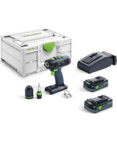 Акумуляторний дриль-шуруповерт Festool T 18+3 HPC 4.0 I-Plus / 18 В 2 x 4 Ач 