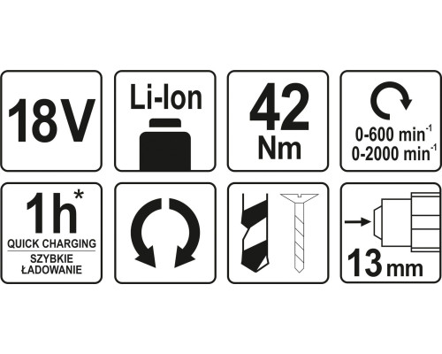 Акумуляторний дриль-шуруповерт Yato YT-82795 18 В (без акумулятора)