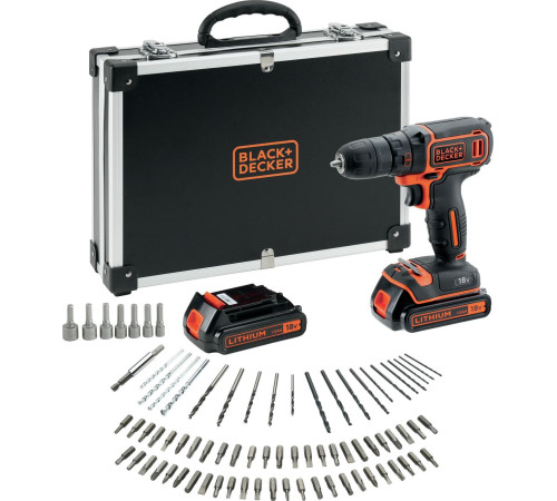 Акумуляторний дриль-шуруповерт Black&Decker BDCDC18BAFC 18 В 2 х 1,5 Ач